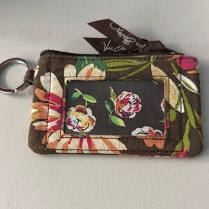 Vera Bradley Brown Floral ID Keychain